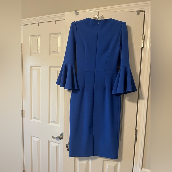 The Pretty Dress Company Gia Cobalt Fluted Sleeve Pencil Dress - Picture 6 of 7